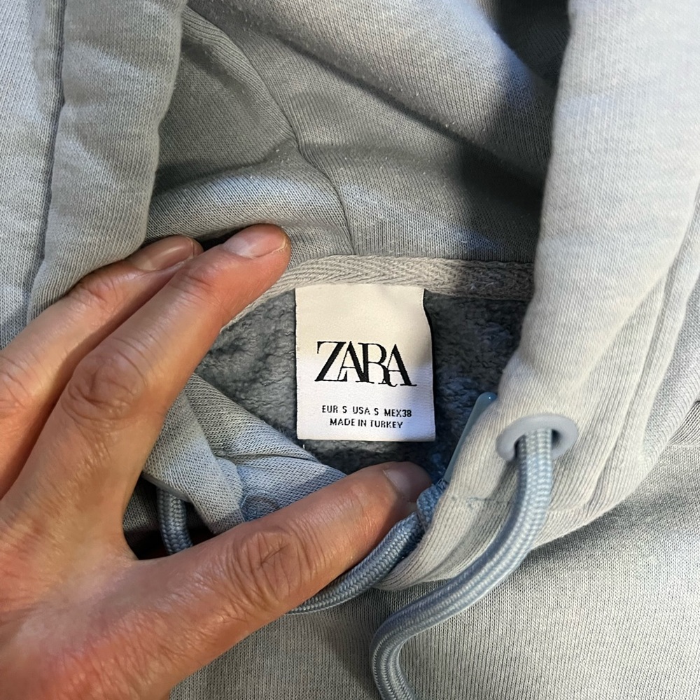 Zara Men Size S Light Blue Hoodie